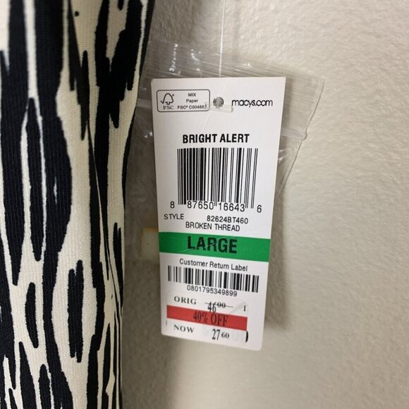 JM Collecion Womens L Short Sleeve Blouse NEW Top Beaded Slinky Tribal Spring - Picture 8 of 14